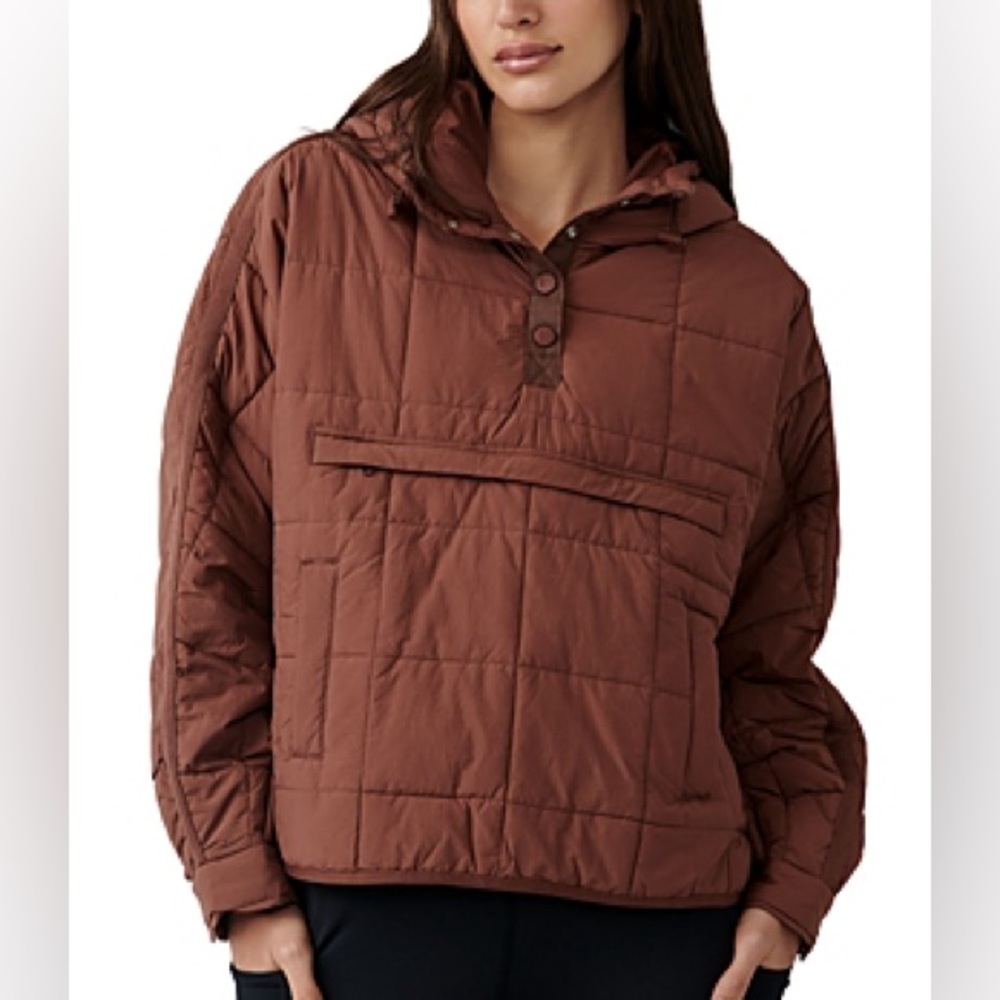Free People Quilted Hooded Puff Jacket in Rust Brown - Picture 7 of 13